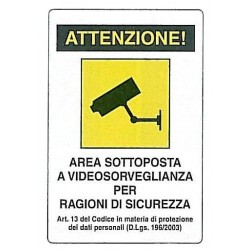 CARTELLO PLASTICA AREA VIDEOSORVEGLIANZA 20X30cm FER171095 08/24