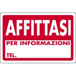 CARTELLO PLASTICA AFFITTASI  60X40cm FER170198 04/24