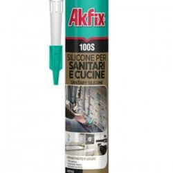 AKFIX SILICONE ACETICO TRASPARENTE SANITARI ANTIMUFFA 280ml (AK.100S06) 11/24