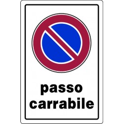 CARTELLO PLASTICA  PASSO CARRABILE 20X30cm FER053300/171094