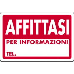 CARTELLO PLASTICA AFFITTASI  20X30cm FER053310